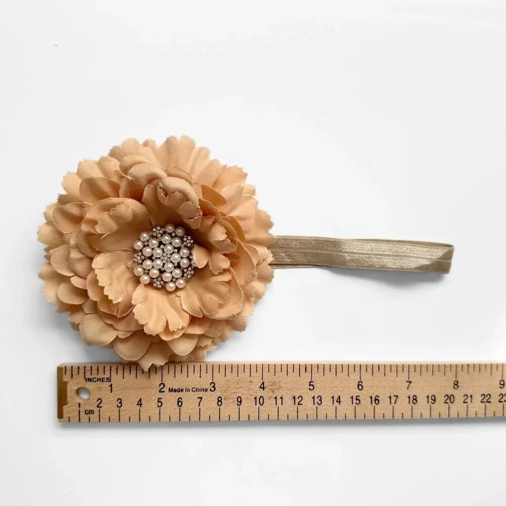 NWT Pretty Vintage Inspired Girls Headband Hair Floral Beaded Caramelo Carmel OS